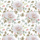 Watercolor Delicate White Roses Fabric - ineedfabric.com