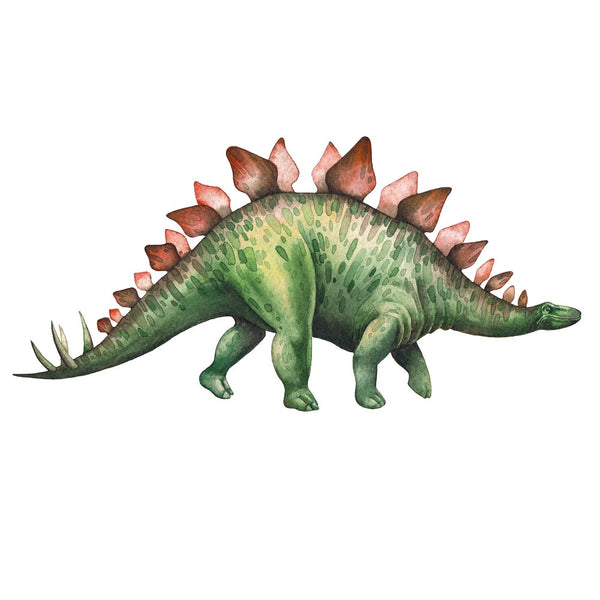Watercolor Dinosaur Stegosaurus Fabric Panel - ineedfabric.com