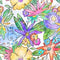 Watercolor Doodle Bouquet 11 Fabric - ineedfabric.com