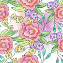 Watercolor Doodle Bouquet 6 Fabric - ineedfabric.com