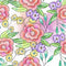 Watercolor Doodle Bouquet 6 Fabric - ineedfabric.com