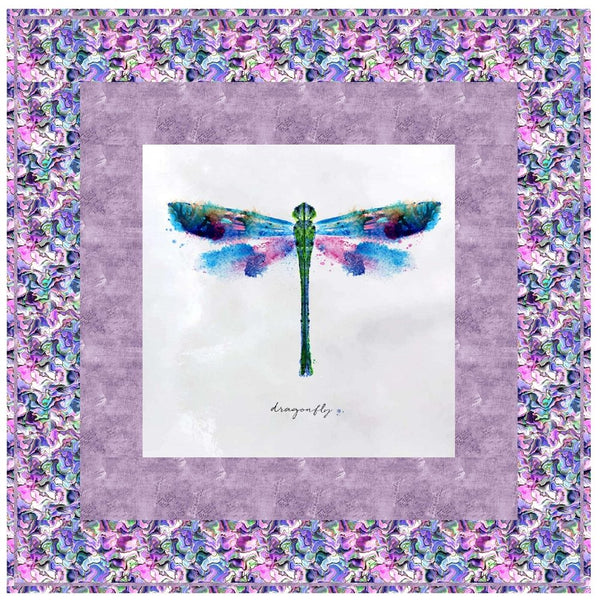 Watercolor Dragonfly Violet Wall Hanging 42" x 42" - ineedfabric.com