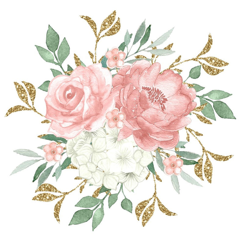 Watercolor Elegant Floral Bouquet Fabric Panel - ineedfabric.com