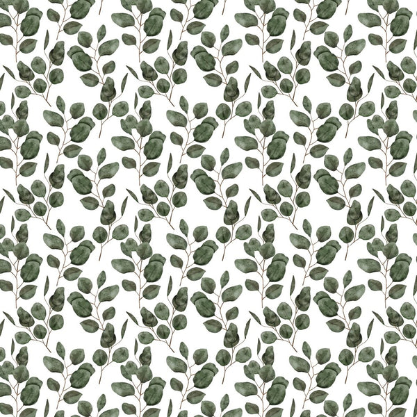 Watercolor Eucalyptus Leaf Fabric - Green - ineedfabric.com