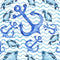 Watercolor Fish & Anchors on Waves Fabric - ineedfabric.com