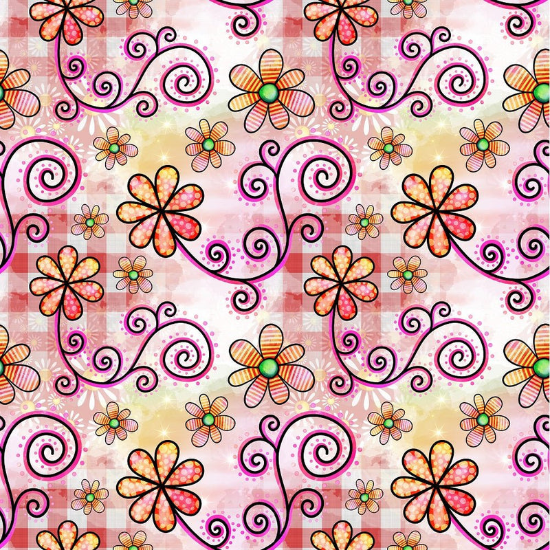 Watercolor Floral Collage 6 Fabric - ineedfabric.com