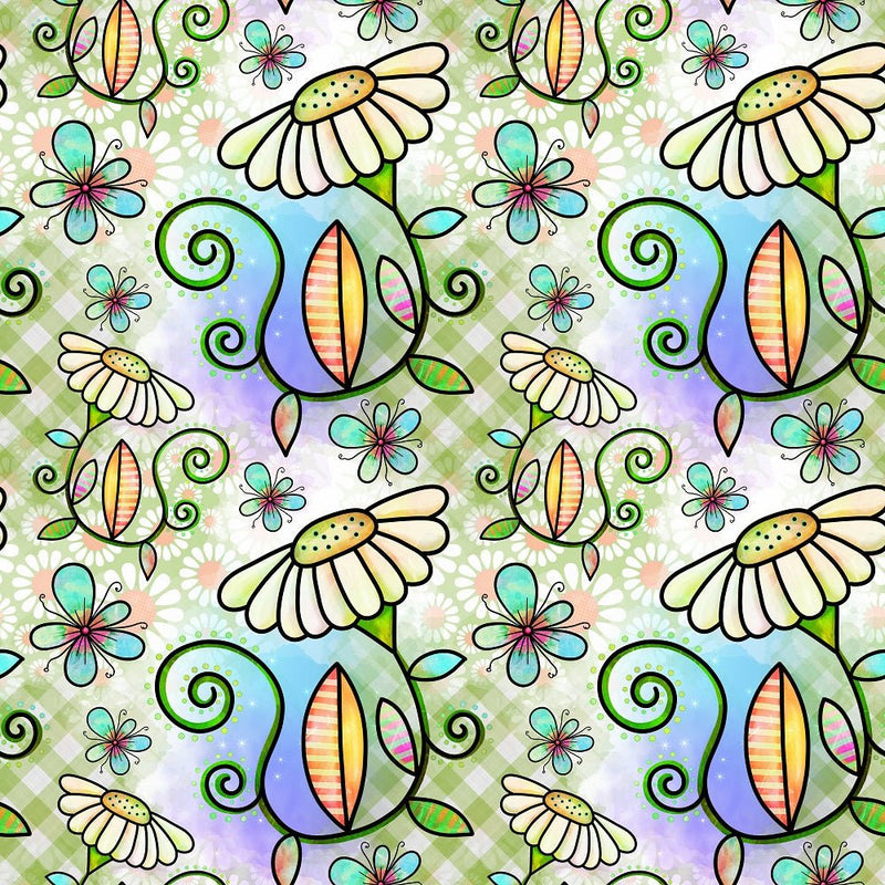 Watercolor Floral Collage 7 Fabric - ineedfabric.com