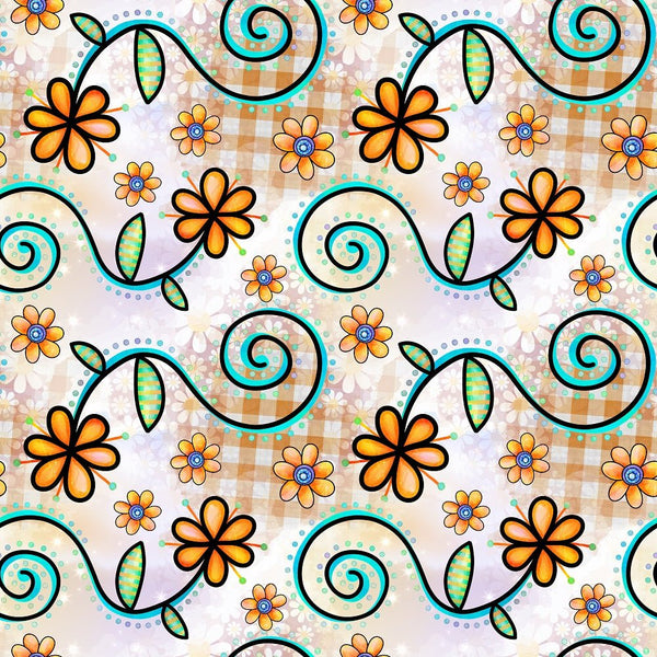 Watercolor Floral Collage 8 Fabric - ineedfabric.com