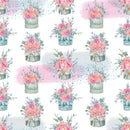 Watercolor Floral Gift Boxes Fabric - White - ineedfabric.com