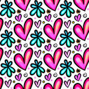 Watercolor Floral Hearts Collage 2 Fabric - ineedfabric.com