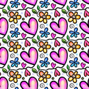 Watercolor Floral Hearts Collage 3 Fabric - ineedfabric.com