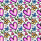 Watercolor Floral Hearts Collage 3 Fabric - ineedfabric.com