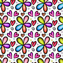 Watercolor Floral Hearts Collage 5 Fabric - ineedfabric.com