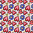 Watercolor Floral Hearts Collage 7 Fabric - ineedfabric.com