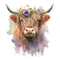 Watercolor Floral Highland Cow 12 Fabric Panel - ineedfabric.com