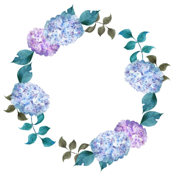 Watercolor Floral, Hydrangea Flower Wreath Fabric Panel - White - ineedfabric.com