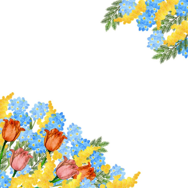 Watercolor Floral, Spring Flower Fabric Panel - White - ineedfabric.com
