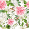 Watercolor Flowers and Hummingbird Fabric - ineedfabric.com