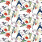 Watercolor Flowers and Hummingbirds Fabric - ineedfabric.com