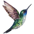 Watercolor Flying Hummingbird Fabric Panel - White - ineedfabric.com