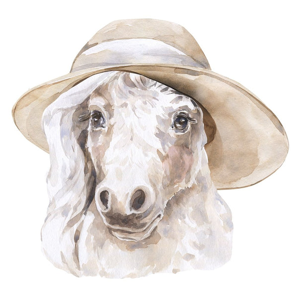 Watercolor Foal in Hat Fabric Panel - ineedfabric.com