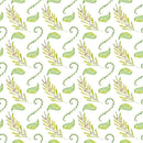 Watercolor Foliage Variation 6 Fabric - White - ineedfabric.com