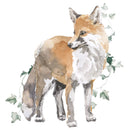 Watercolor Fox With Vines Fabric Panel - ineedfabric.com