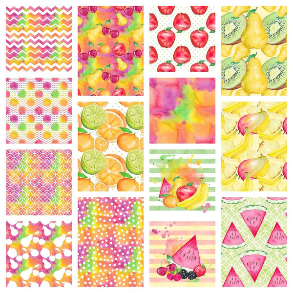 Watercolor Fruit Pack Fat Eighth Bundle - 14 Pieces - ineedfabric.com