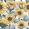 Watercolor Fully Bloomed Sunflowers Fabric - ineedfabric.com