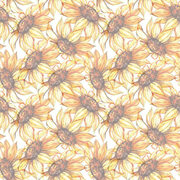 Watercolor Fully Faded Sunflower Fabric - ineedfabric.com