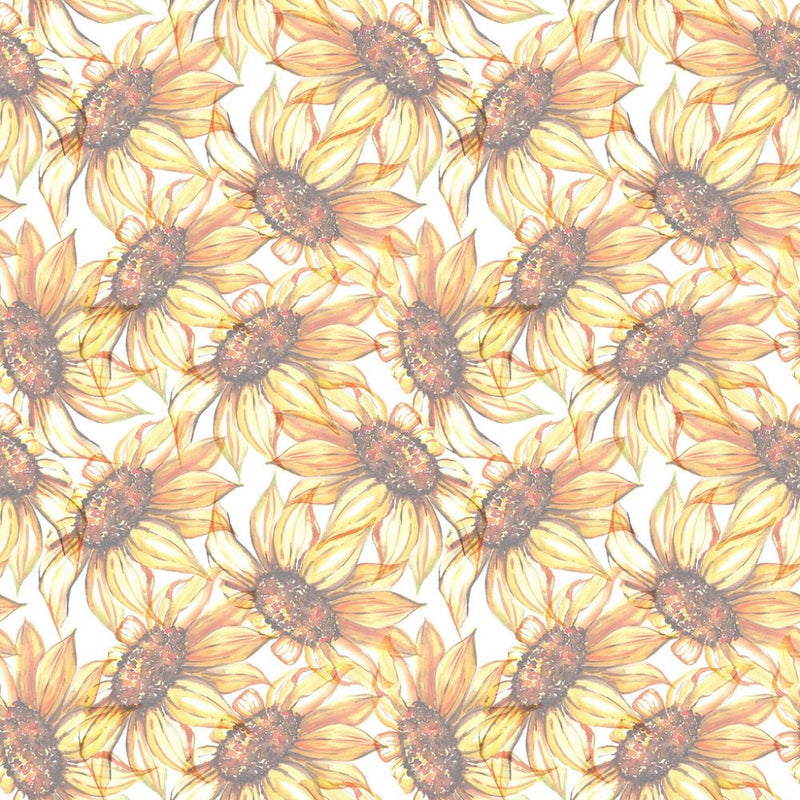 Watercolor Fully Faded Sunflower Fabric - ineedfabric.com