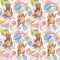 Watercolor Galaxy Bear in Bow Tie Fabric - White - ineedfabric.com