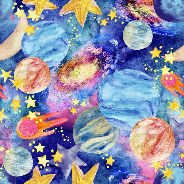 Watercolor Galaxy Constellations 2 Fabric - ineedfabric.com
