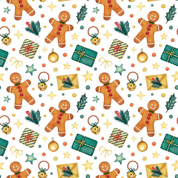 Watercolor Gingerbread Man Fabric - ineedfabric.com