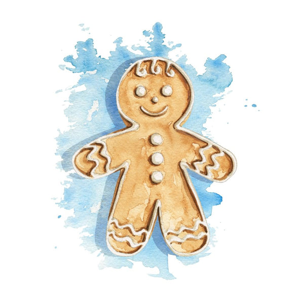 Watercolor Gingerbread Man Fabric Panel - ineedfabric.com