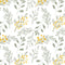 Watercolor Gold Leaf Foliage Fabric - Gray - ineedfabric.com