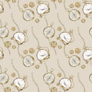 Watercolor Golden Pocket Watch Fabric - ineedfabric.com