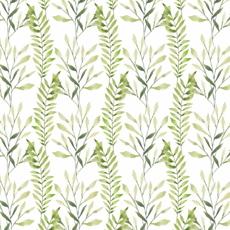 Watercolor Green Leaf Fabric - ineedfabric.com