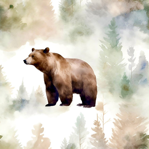 Watercolor Grizzly Bear Fabric - ineedfabric.com
