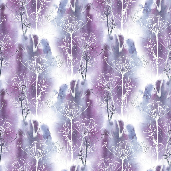 Watercolor Grunge Dill Flowers Fabric - Blue/Purple - ineedfabric.com