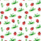 Watercolor Ladybugs & Clovers Fabric - ineedfabric.com