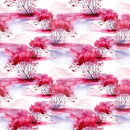 Watercolor Landscape Fabric - Pink - ineedfabric.com