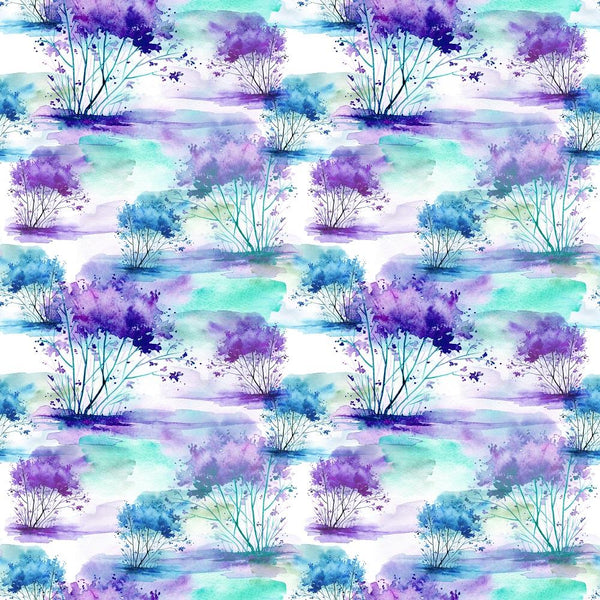 Watercolor Landscape Fabric - Purple - ineedfabric.com