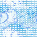 Watercolor Large Nautical Elements on Waves Fabric - ineedfabric.com
