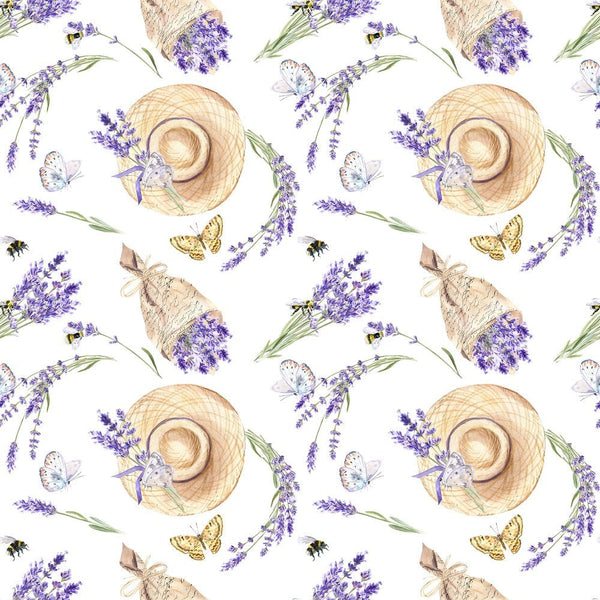 Watercolor Lavender Hats Fabric - ineedfabric.com