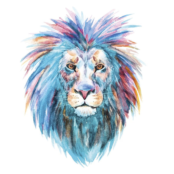 Watercolor Lion Fabric Panel - Multi - ineedfabric.com