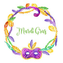 Watercolor Mardi Gras Wreath Fabric Panel - ineedfabric.com