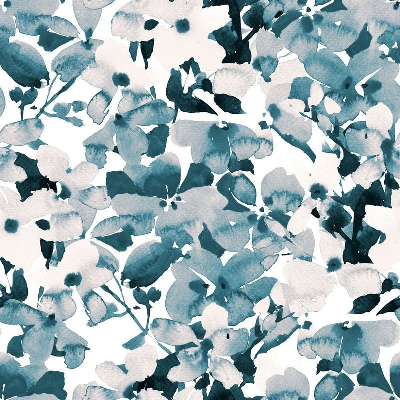 Watercolor Meadow Flowers Fabric - Blue - ineedfabric.com