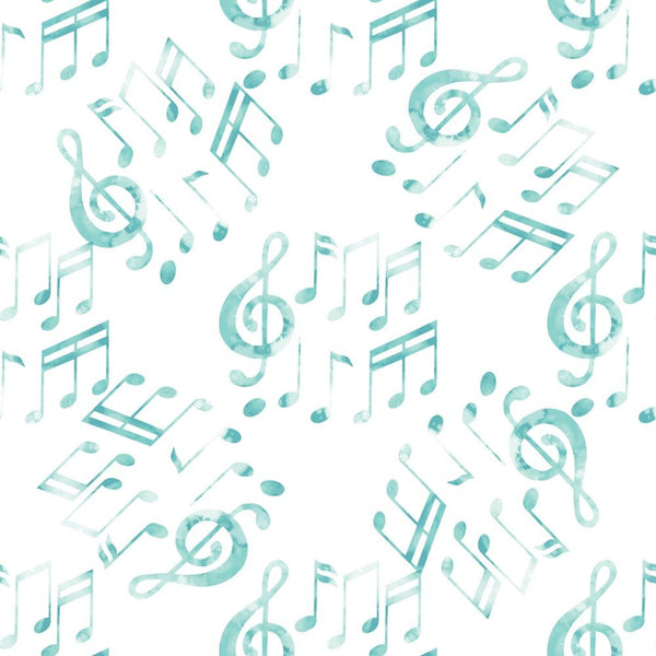 Watercolor Musical Notes Fabric - ineedfabric.com