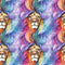 Watercolor Mystical Lion Fabric - ineedfabric.com